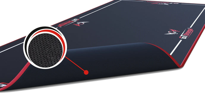 GT Omega Floor Pad for sim racing, detail focus on rubber grip on mat underside